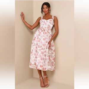 Lulus Organza Rose Floral Dress NWT